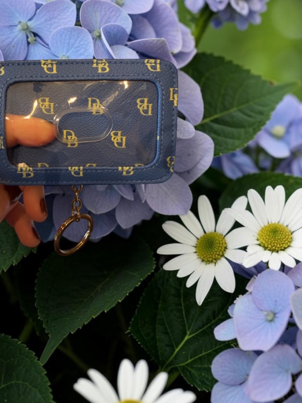 DOONEY & BOURKE signature DB monogram, cornflower blue wristlet,& ID card holder - Picture 11 of 13
